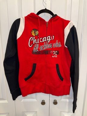 Chicago Blackhawks Kids Red & Black Hooded Jacket